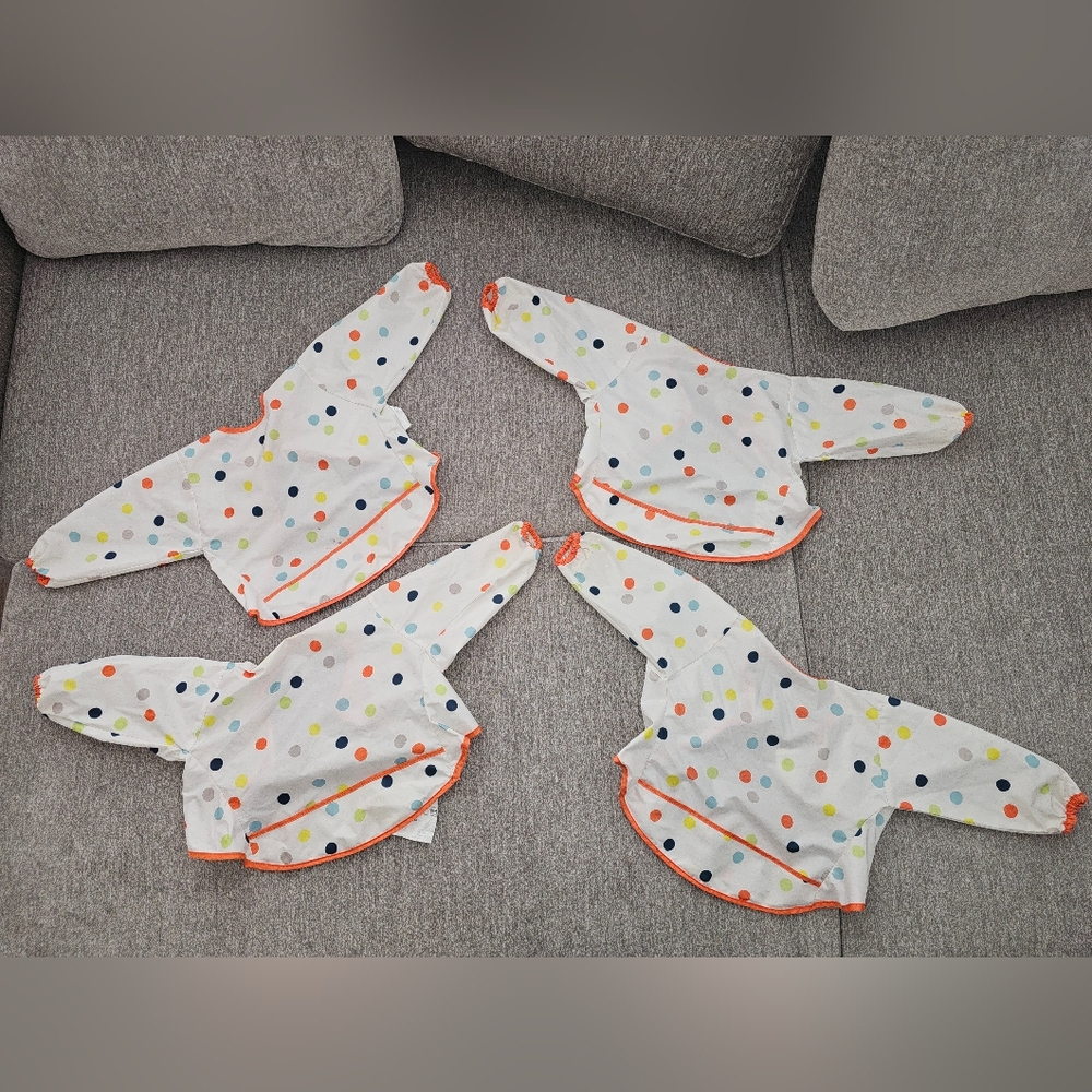 Bundle Of Four IKEA KLADDIG Multicolored Long Sleeve Bibs – Used, See Details